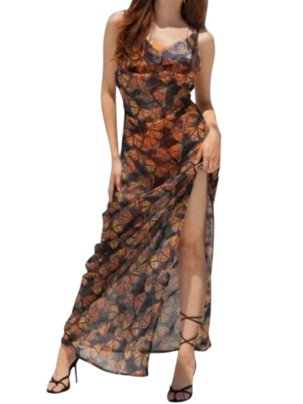 Toluca Giselle Monarch Maxi Sheer Dress Small Vacation Cruise Resortwear Beach